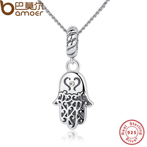 925 Sterling Silver Lucky Hamsa Pendant Necklace