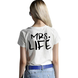 YEMUSEED H1038 New Design T Shirt Funny Mr. And Mrs. Couple Clothes Tshirt Women Short Sleeve Tops Tee Shirt Femme