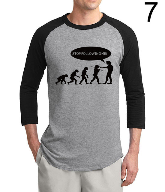 Stop Following Me Caveman Three Quarter Sleeve T-shirt