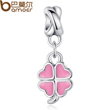 6 Colors Silver Color Good Luck Four-Leaf Clover Pendant Charm Fits Bracelet/Necklace