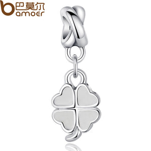 6 Colors Silver Color Good Luck Four-Leaf Clover Pendant Charm Fits Bracelet/Necklace