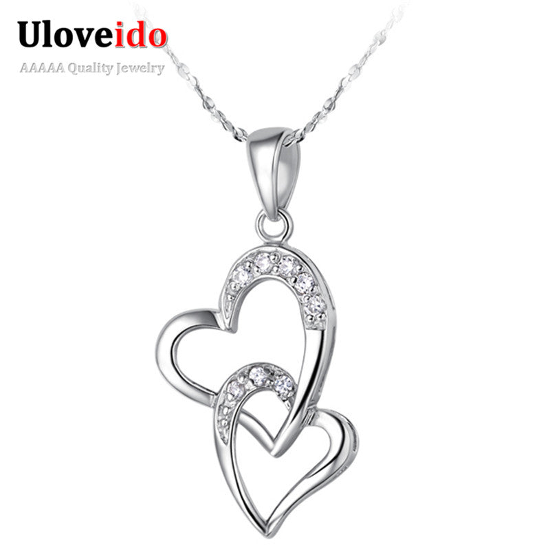 Interlocking Hearts Pendant Necklace