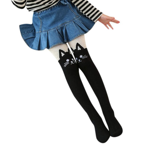 Cat Elastic Waist Cotton Knitted Tights