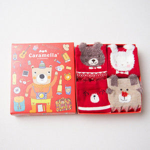 Gift Box of Cute Christmas Socks For Women (4 pairs per box)