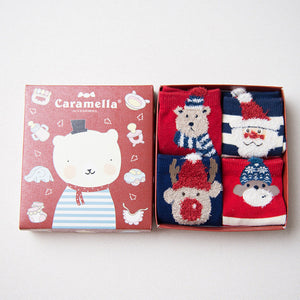 Gift Box of Cute Christmas Socks For Women (4 pairs per box)