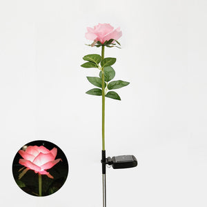 Solar Power LED Single Fake Rose Flowers Garden Stake Landscape Lamp Outdoor Yard Party Decor Lights 2017ing