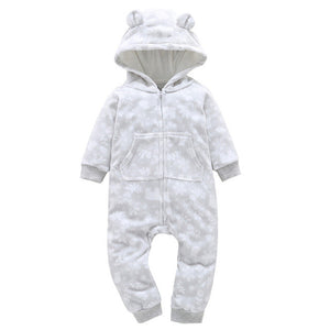 Christmas Fleece Baby Hooded Romper/Onesie with Ears