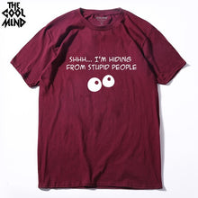 "Shhh...I'm Hiding From Stupid People" T-Shirt Men's Short Sleeve 100% Cotton