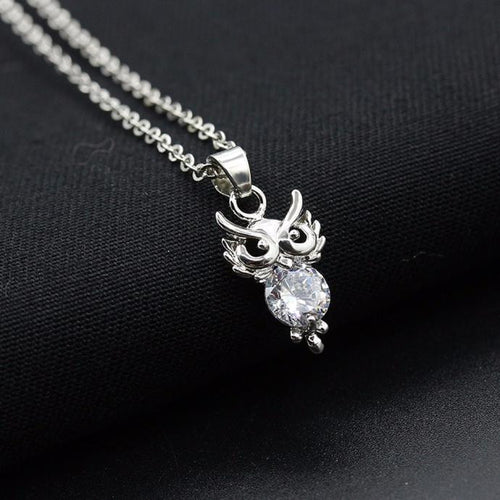Women Diamond Owl Pendant Necklace Chain Necklace Jewelry