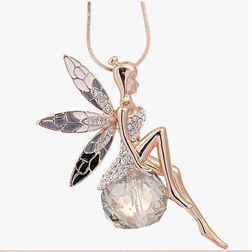 Angel Wings Necklace Dreamlike Long Necklace Pendant Link Chain Sweater Necklace