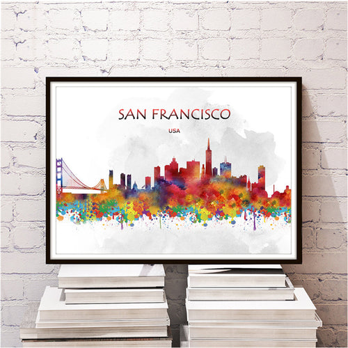 Modern city SAN FRANCISCO wall sticker poster home decorprint painting Kraft Paper