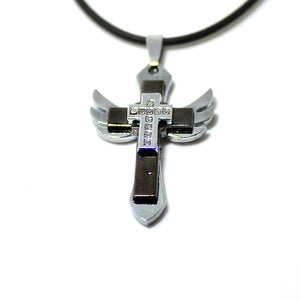 Men's Cross Angel Wing Pendant Necklace