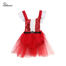 Christmas Girls Santa Claus Party Sequins Dress Lace Tutu Tulle