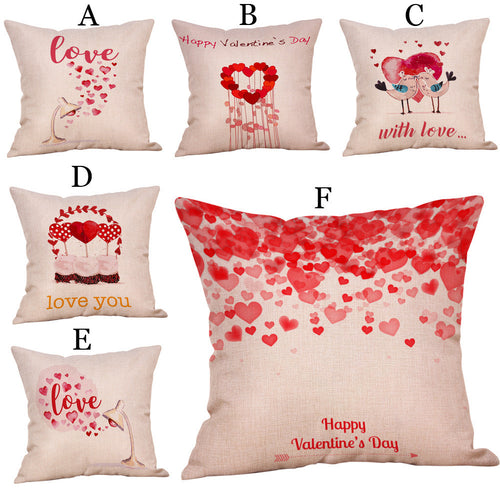Happy Valentine's Day Throw Pillow Case Sweet Love Square Cushion Cover
