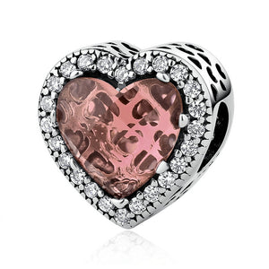 925 Sterling Silver Jewelry Radiant Hearts Beads Charm Fit Bracelets