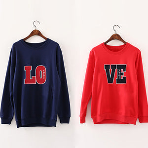 Valentine's Day Couples Sweatshirt Boyfriend "LO" Print Girlfriend "VE" Print Sweethearts Outfit