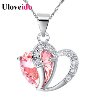 Heart Crystal Pendant Necklace (various colors)