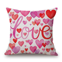 Romantic Love Pink Lips Hearts Print Square Pillow Cover