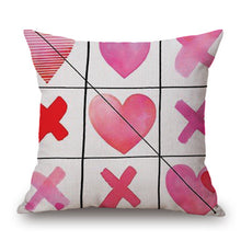 Romantic Love Pink Lips Hearts Print Square Pillow Cover