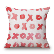 Romantic Love Pink Lips Hearts Print Square Pillow Cover