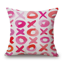 Romantic Love Pink Lips Hearts Print Square Pillow Cover